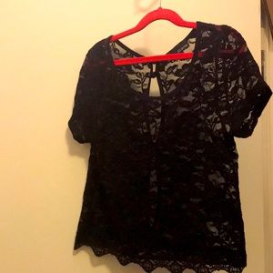 Aritzia Black Lace Crop Top